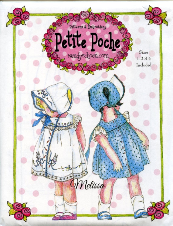 Girl's Sundress / Melissa / Matching T-bonnet Pattern / Angel Sleeves /  Square Neckline / by Wendy Schoen - Etsy