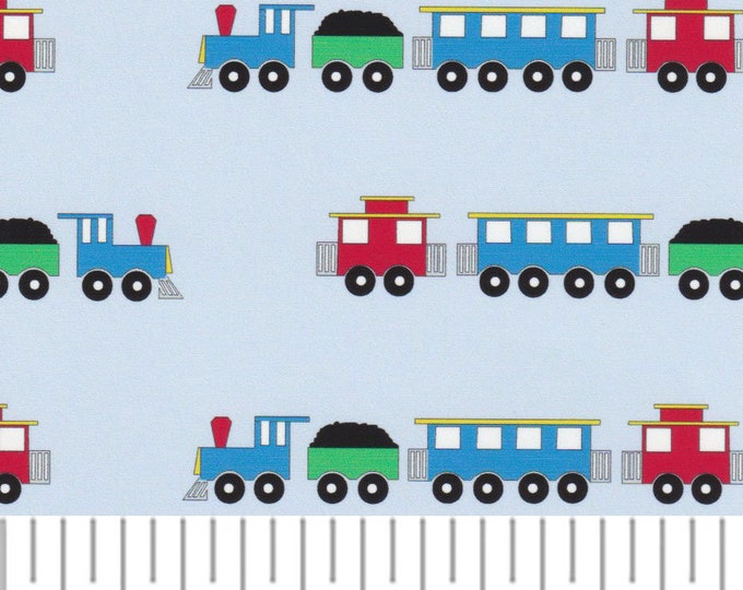 Fabric / Trains / Cute Trains on a Blue Background / Boys / Quilt fabric / Childrens Rompers / Childrens Clothes /  Fabric Finders 60" wide