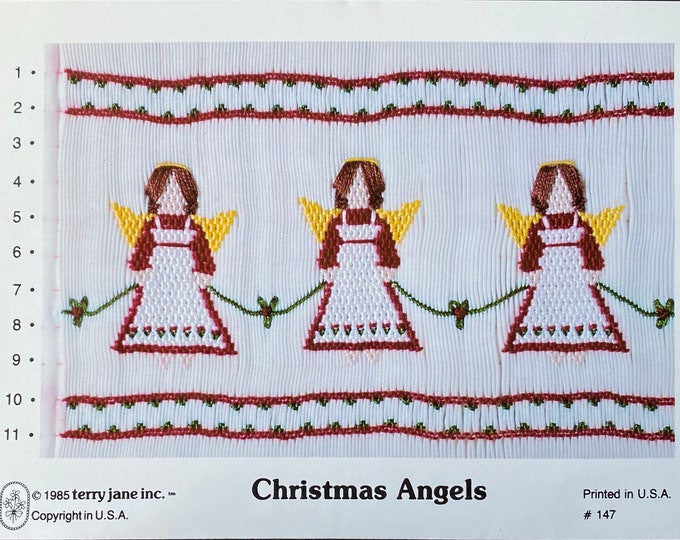 Christmas Smocking Plates / Smocked Dress / Smocking Design / Christmas Dress / Smocked Romper / Christmas Angels / Terry Jane