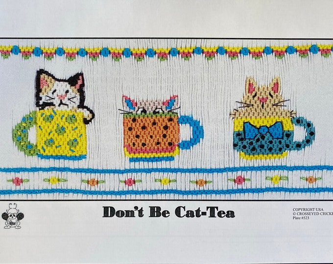 Don't Be A Cat-Tea / Smocking Plate / Smocking / Smocked Dress / Boy's Smocking / Smocked Romper / CEC 523