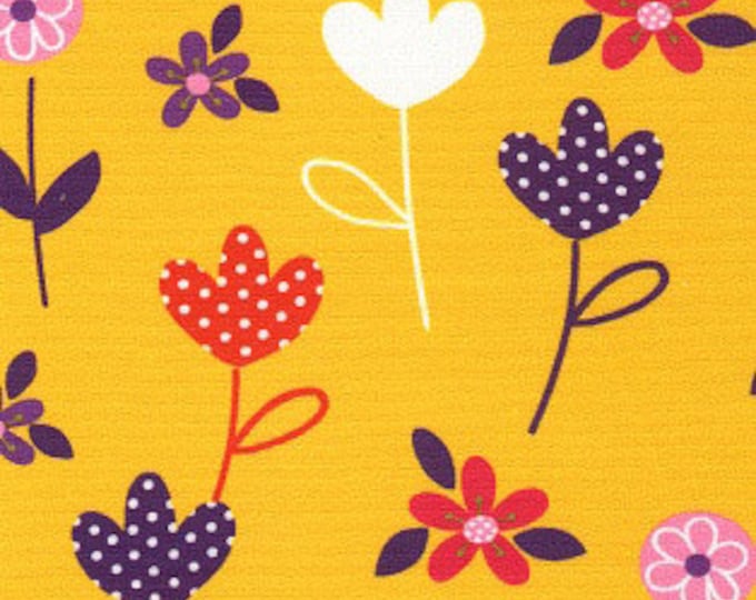 Print Fabric / Cotton / Floral Fabric / Quilting /  60" Wide Fabric / Children's Fabric / Yellow Fabric / Flowers / Fabric Finders 1229