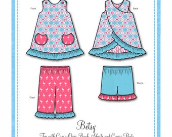 Capris / Shorts / Cross Over Top / Girls Pattern / Pockets / Button Shoulders / Easy / Betsy / Bonnie Blue / 162