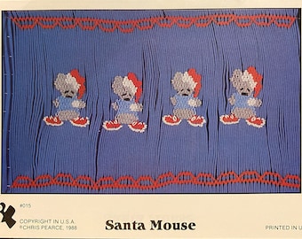 Christmas Smocking Plates / Smocked Dress / Stacked Smocking Design / Christmas Dress / Smocked Romper / Smocking / Santa Mouse /Vintage
