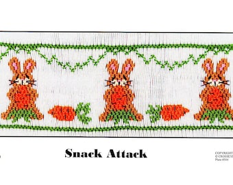 Easter Smocking Plates / Snack Attack / Smocking / Smocked Dress / Square Yoke / Smocked Romper / Smocking Plate / CEC Smocking / 504