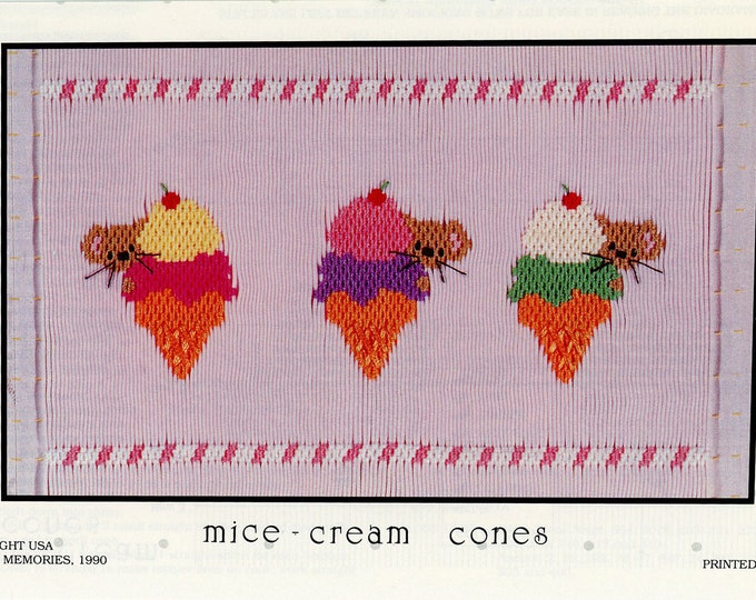 Mice Cream Cones Smocking Plates /Smocking /Smocked Dress / Smocking Design / Christmas Dress / Smocked Romper /  Little Memories