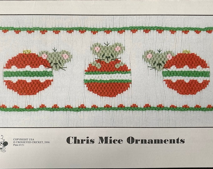 Smocking Plates / Picture Smocking / Chris Mice Ornaments / Smocked Christmas Dress / Smocked Romper / Smocked Inset / CEC Smocking Plates