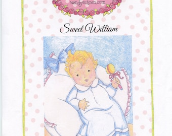 Baby Pattern / Baby Bunting / Baby Sleeper / Daygown / Baby Gown / Drawstring Bottom / Embroidery / Petite Poche / Wendy Schoen