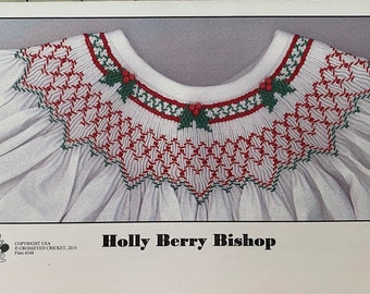 Smocking Plates / Geometric Smocking /Holly Berry Bishop /  Bishop Dress / Smocked Christmas Dress / Smocked Romper / CEC Smocking Plates