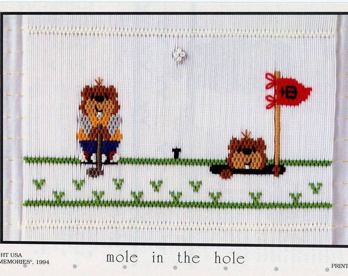 Smocking Plates / Picture Smocking  / Smocked Romper / Jon Jon /Stacked Design / Inset / Golf / Boys / mole in the hole / Little Memories