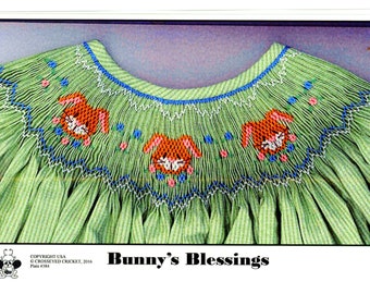 Easter Smocking Plates / Bunny's Blessings / Smocking /Smocked Dress / Smocked Bishop / Smocked Romper / Smocking Plate / CEC / 384