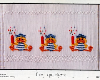 Smocking Plates / Fire Quackers / Smocking / Smocked Dress / Smocking Design / 4th of July / Smocked Romper /  Vintage Smocking Plate /