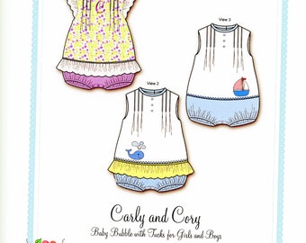 Bubble Pattern / Girls or Boys / Appliqué Instructions / Gripper Closure / Tucks / Angel Sleeves / Easy / Carly and Cory / Bonnie Blue