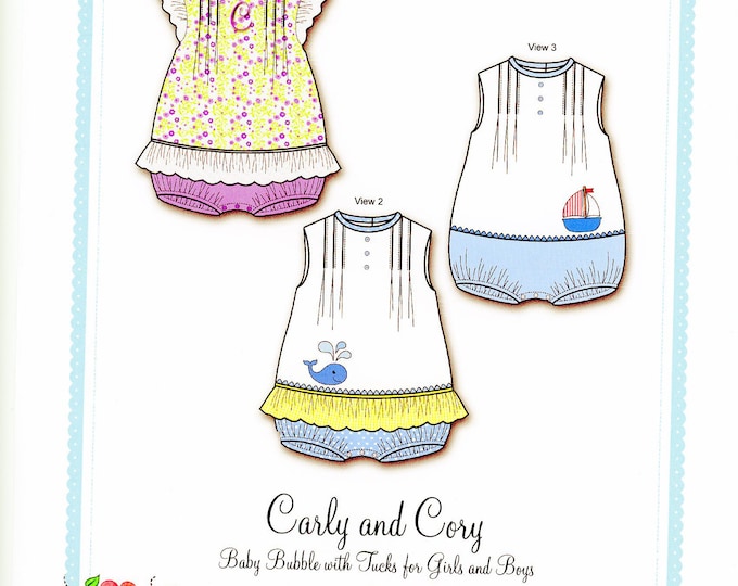 Bubble Pattern / Girls or Boys / Appliqué Instructions / Gripper Closure / Tucks / Angel Sleeves / Easy / Carly and Cory / Bonnie Blue