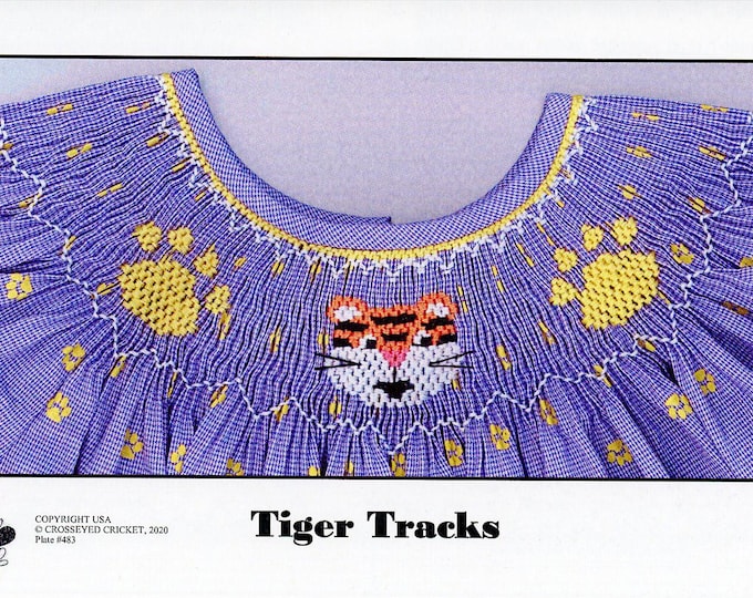 Easter Smocking Plates / Picture Smocking / Tiger Tracks /  Square yoke / Smocked  Dress /  / CEC Smocking Plates /483