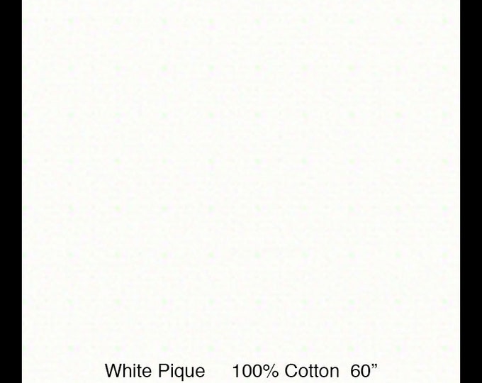 Pique  Fabric / White Pique / Dress Fabric / 100% Cotton / 60 Inches Wide / Pleats for Smocking / 60" wide / by Fabric Finders