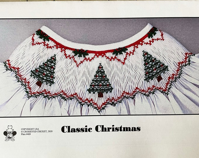 Smocking Plates / Picture Smocking /Classic Christmas Trees /  Bishop / Smocked Christmas Dress / Beeded Ornaments / CEC Smocking Plates