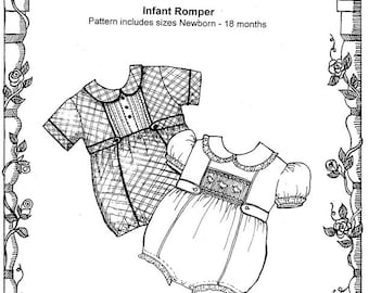 Infant Romper / Smocked Romper / Inset / Boys and Girls / Snap Crotch / Puffed or Cuffed sleeves / Primrose Lane  / Daniel / 20