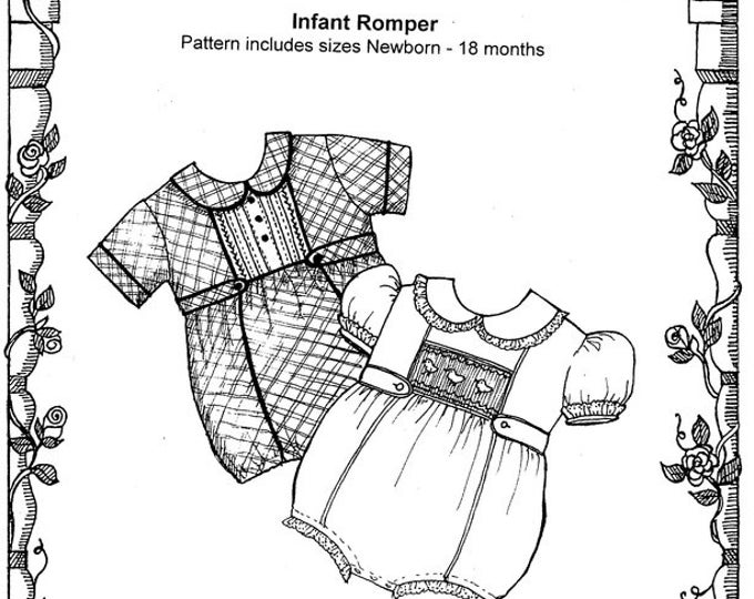 Infant Romper / Smocked Romper / Inset / Boys and Girls / Snap Crotch / Puffed or Cuffed sleeves / Primrose Lane  / Daniel / 20