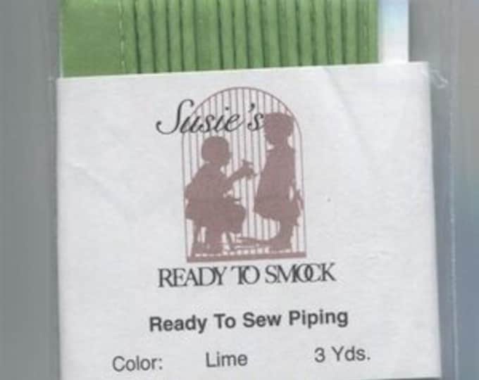 Mini Piping / 3 Yard Package /Lime / Piping for Childrens Clothes / Doll Clothes / Cording 1/8" / Overall width .5"