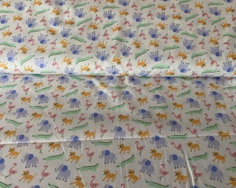 Safari Animal Fabric / Smocking Fabric  / Quilt Fabric  / 100% Cotton / Bubble / Pants / Dress /Fabric Finders Print #2642