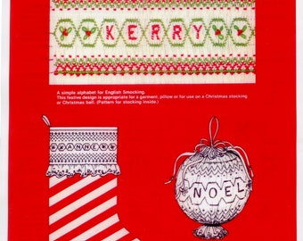 Smocked Christmas / Smocked Christmas Ornament / Smocked Stocking / Candy Cane Letters / Smocking Plate / Detailed Instructions