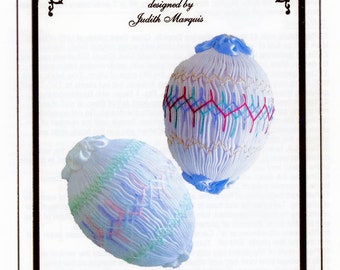 Smocked Easter Ornament / Instructions To Smock Easter Eggs / Easter/ Smocking Plate / Pattern /  Smocked