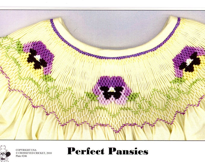 Smocking Plates / Perfect Pansies / Smocked Bishop Dress  / Smocked Romper  / CEC Smocking Plates / 246