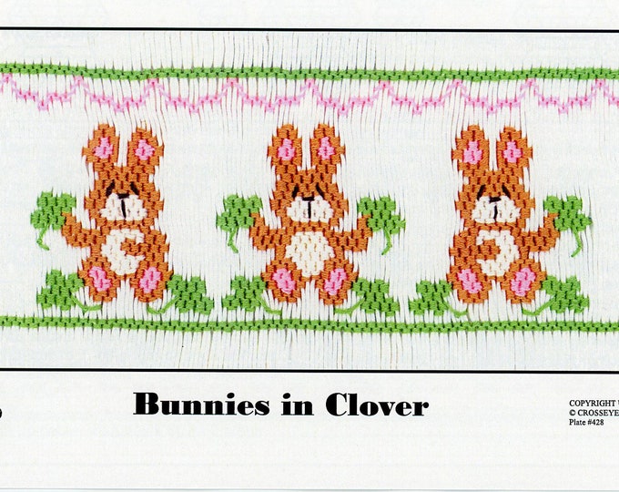 Easter Smocking Plates /Smocking /Smocked Dress / Easter Outfit / Smocked Romper / Smocking Plate / Bunnies In Clover / CEC Smocking Plates