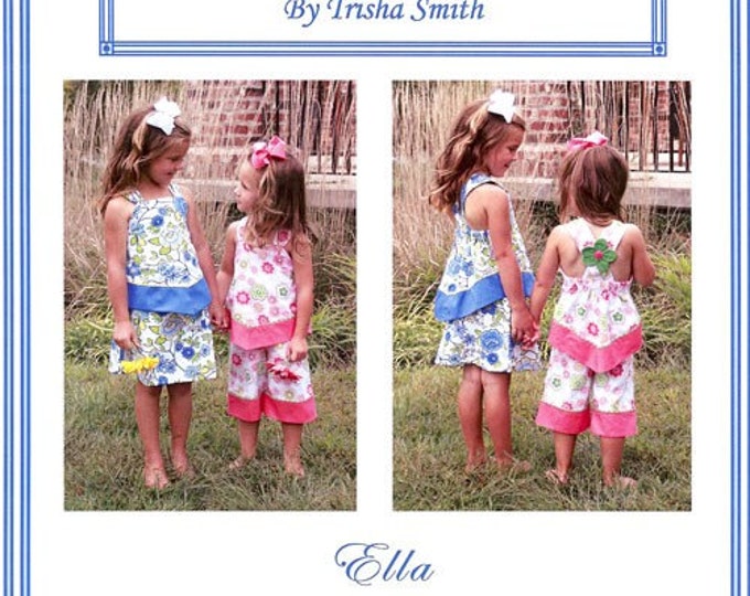 Ella Pattern / Skirt & Long Top Pattern / Ruffled Capri and Top Pattern /Criss Cross Straps / Elastic Waist / from Trisha's Treasures.