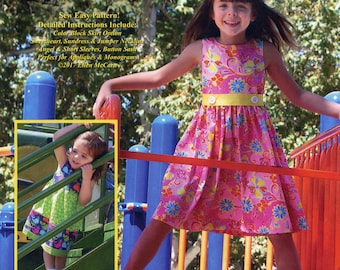 Girl's Dress Pattern / Easy / Sleeveless, angel or short sleeves /  Scoop, round or sweetheart neckline / Variations / Illustrated