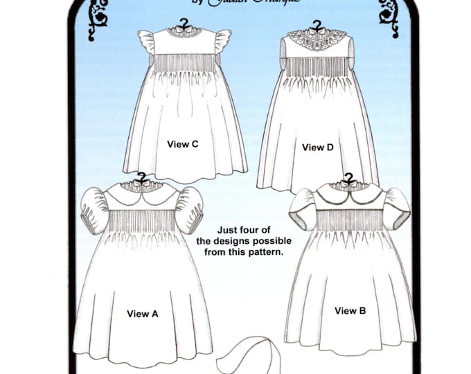 Smocked Dress Pattern / Baby Dress / Basic Yoke Dress / Smocking / Sleeve Variations / Multiple Looks / Tulip Hat / Judith Marquis /