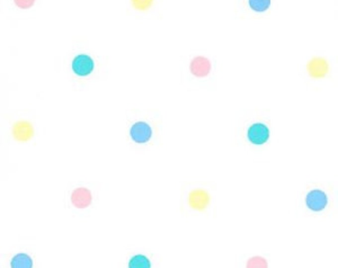 Pastel Polka Dot Pique Fabric: Pink, Blue, Green & Yellow /100% Cotton / 60 Inches Wide / Pleats for Smocking / 60" wide / by Fabric Finders