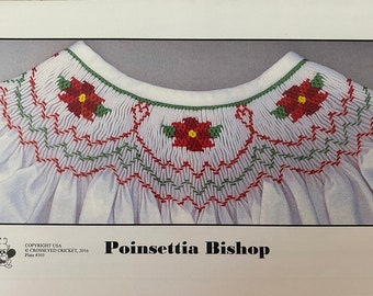 Smocking Plates / Geometric Smocking /Poinsettia Bishop /  Bishop Dress / Smocked Christmas Dress / Smocked Romper / CEC Smocking Plates