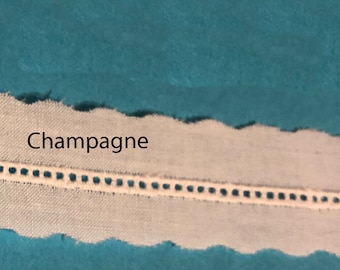 Small Entredeux / Champagne / Embroidered Edging