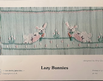 Easter Smocking Plates /Smocking / Smocked Dress / Vintage Smocking Design / Easter Dress / Smocked Romper / Bunnies / Lazy Bunnies
