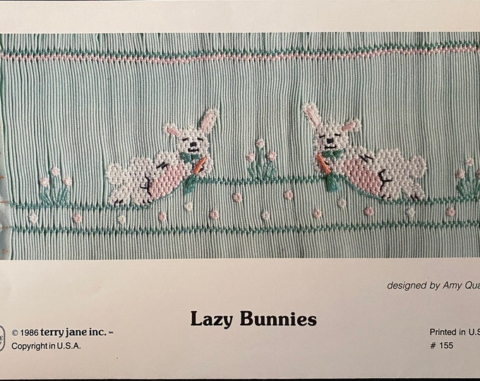 Easter Smocking Plates /Smocking / Smocked Dress / Vintage Smocking Design / Easter Dress / Smocked Romper / Bunnies / Lazy Bunnies