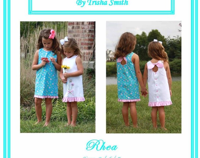 Girls Dress  Pattern / A-Line / Sleeveless / Button Back / Key Hole Tie / Rhea from Trisha's Treasures.