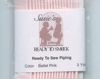 Ballet Pink Mini Piping / 3 Yard Package / Piping for Childrens Clothes / Mini-Piping /  Doll Clothes / Cording 1/8" / Overall width .5"