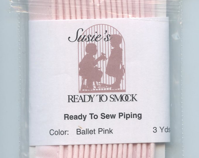 Ballet Pink Mini Piping / 3 Yard Package / Piping for Childrens Clothes / Mini-Piping /  Doll Clothes / Cording 1/8" / Overall width .5"