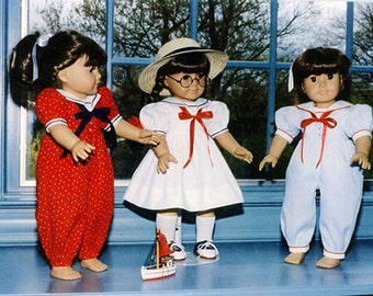 Doll Pattern / 18" Doll Pattern / Sailor Dress / Sailor Jumpsuit /  by Carol Clements