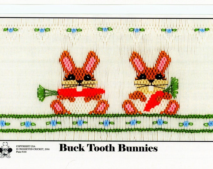 Easter Smocking Plates / Buck Tooth Bunnies / Smocking /Smocked Dress / Square Yoke / Smocked Romper / Smocking Plate / CEC  144