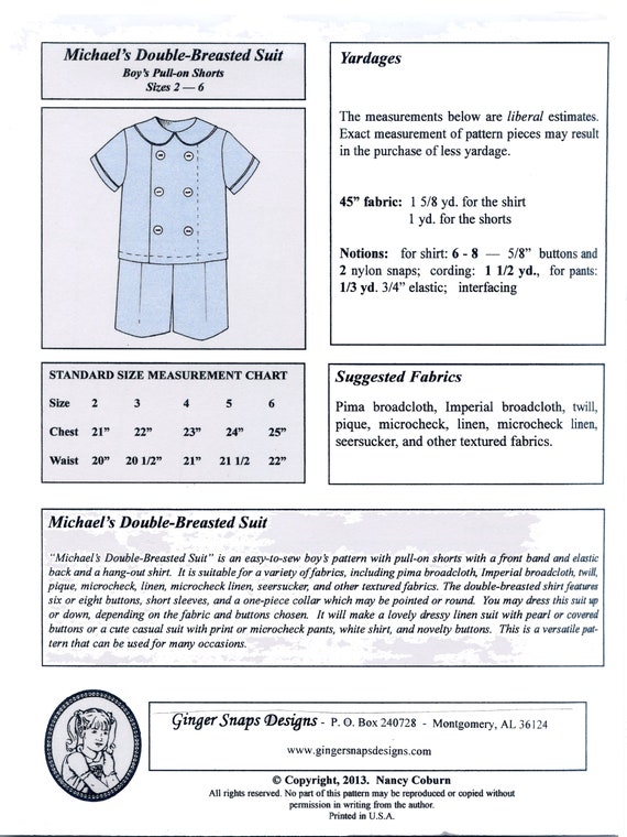 Gingersnaps Size Chart