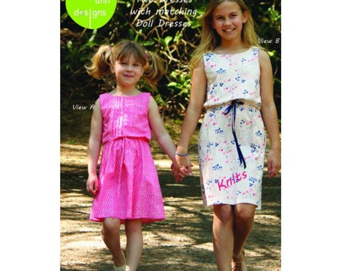 Dress Patterns / Girls  /  Styles for Knit or Woven / Multiple Style Choices / Draw String Waist / Zipper or Pull On / Easy / Doll Dress/