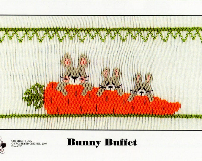 Easter Smocking Plates / Bunny Buffet / Smocking /Smocked Dress / Smocked Inset/ Square Yoke / Smocked Romper / Smocking Plate / CEC  205