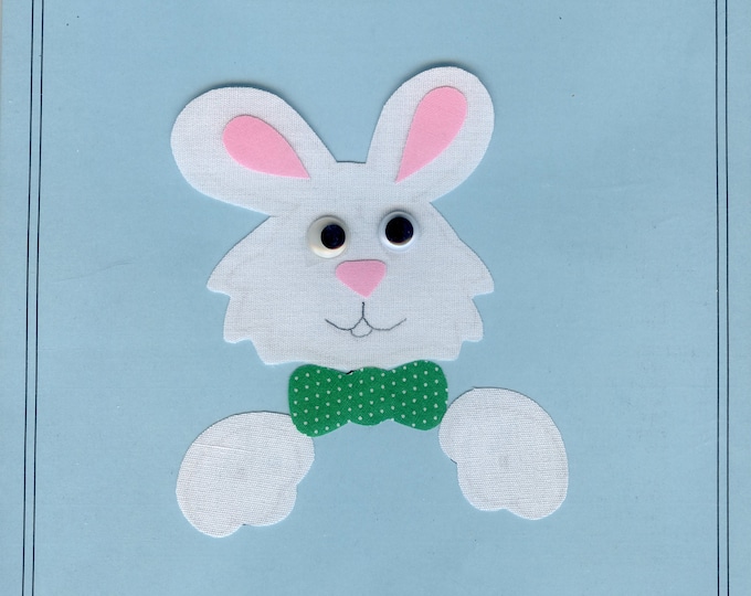 Iron on Appliqué / Press & Sew Appliqué / Bunny Face Applique / Easy Easter Outfit /  Embroidery machine not required / Ellen McCarn