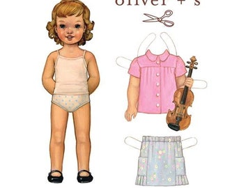 Blouse and Skirt Pattern / Oliver +s Pattern / Button Front / Long or Short Sleeve / Skirt with Elastic Waist and Pockets