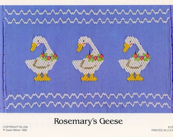 Smocking Plates / Picture Smocking  / Smocked Dress or Romper / Stacked Design  / Inset / Smocking Box / Rosemary's Geese / Gwen Miller