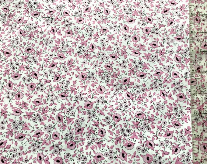 Mask Fabric / 100% Cotton / Pink and Black / Floral / Quilt Fabric