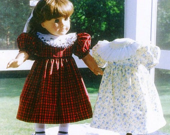 Doll Pattern / 18" Doll Pattern / Smocked Collar Party Dress / Slip Pattern/ Smocked Doll Dress / by Carol Clements