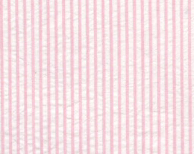 Seersucker Pink &White Stripe Fabric by Fabric Finders 60" wide